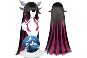 MAYSUWELL Cosplay Wig for Genshin Impact Colombina Damselette Anime Wigs With Black Mix Light Purple Hair Synthetic Fabric with Free Wig Cap for Comic Con, Cosplay Show, Halloween