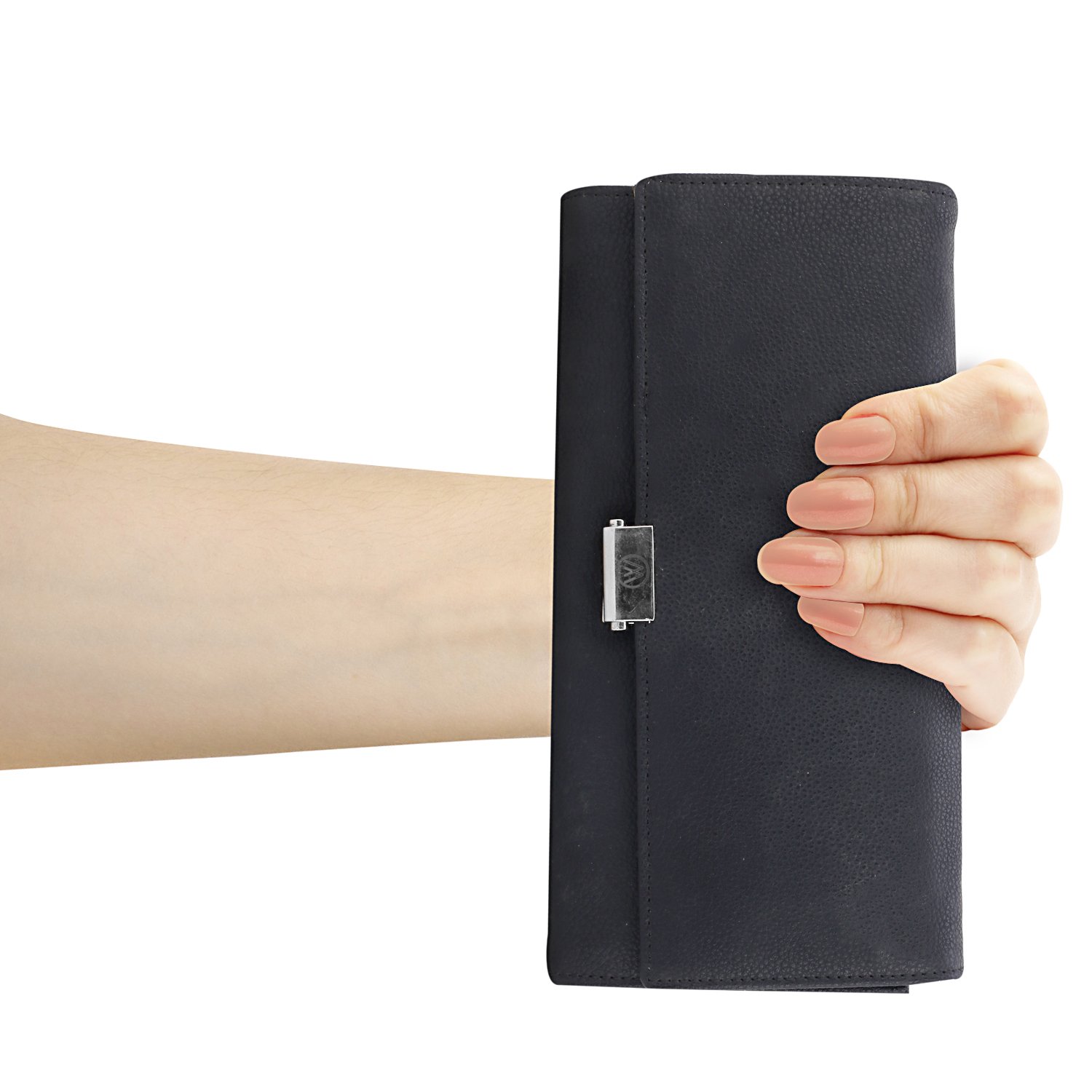 markques diana leather clutch purse for women and girls (dia-3301) (black)