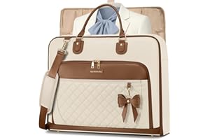 RAINSMORE Garment Bag for Travel Womens Hanging Suit & Dress Travel Bag Foldable Garment Duffle with Pockets & Strap, Carry O