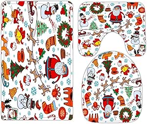 Happy Snowman - Juego de alfombras y tapetes para baño, 3 piezas
