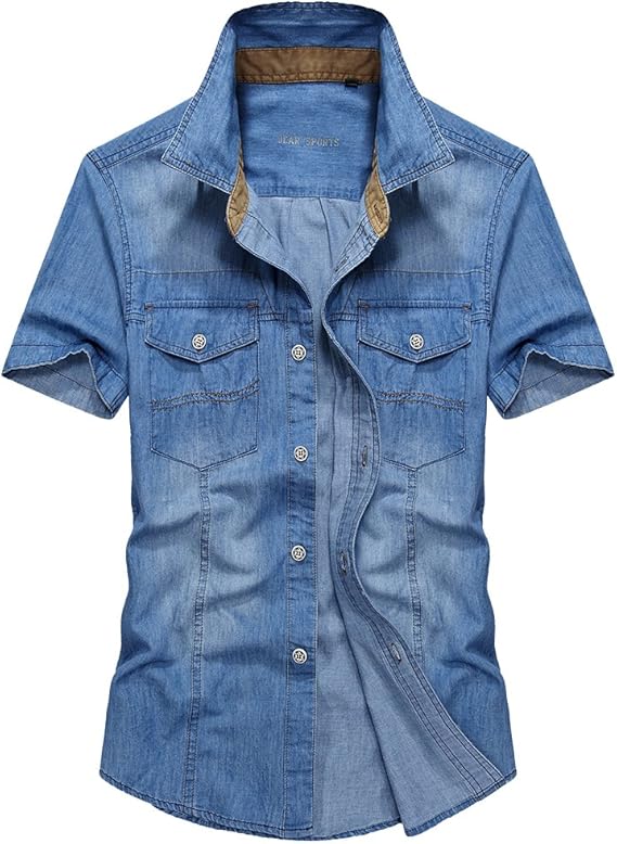 Amazon Semiaugust セミオーガスト メンズ デニム ワイシャツ 半袖 ストレッチ デニムシャツ コットン アウター カジュアル おしゃれ 夏服 アウトドア シャツ 通販