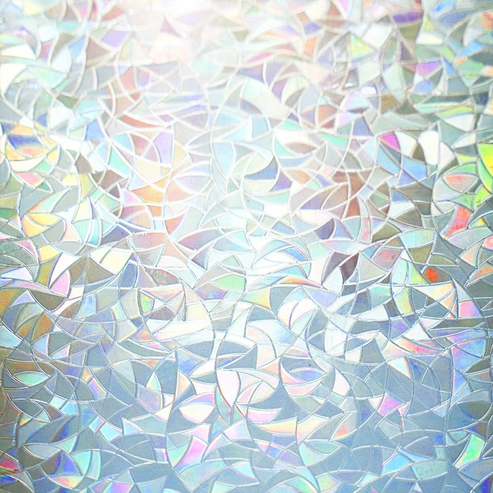 WAENLIR Rainbow Window Film Privacy Film for Glass Windows 3D Stained Glass, Decorative Window Stickers, Static Cling Window Vinyl