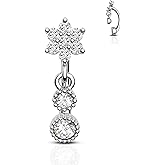 Cocharm Cute Dangling Flower Rook Earrings for Women - 16g CZ Dangle Barbell Stainless Steel 8mm Dainty Dangly Jewelry