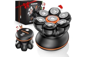 MAXGROOM Head Shaver for Bald Men, Waterproof Electric Razor with 7D Floating Heads, Close Smooth Shave, Magnetic Detachable Blades, 90min Runtime, Dual-Speed Power, Wet/Dry Shave