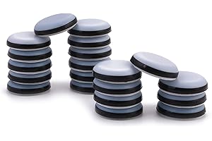 3/4" Adhesive Furniture Sliders -Furnigear Chair Glides PTFE Mover Slide on Furniture & Kitchen Appliances Slider Easy and Safely - Best Furniture Sliders for Carpet Hardwood Floors (20 Pack)