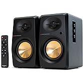 Prosonic BT30 Active Powered Bluetooth Bookshelf Speakers, Studio Monitor, Home Theater, Turntable with Optical Input, Coaxial Input, 2X RCA Aux Line Input, 80 Watts, (Black)