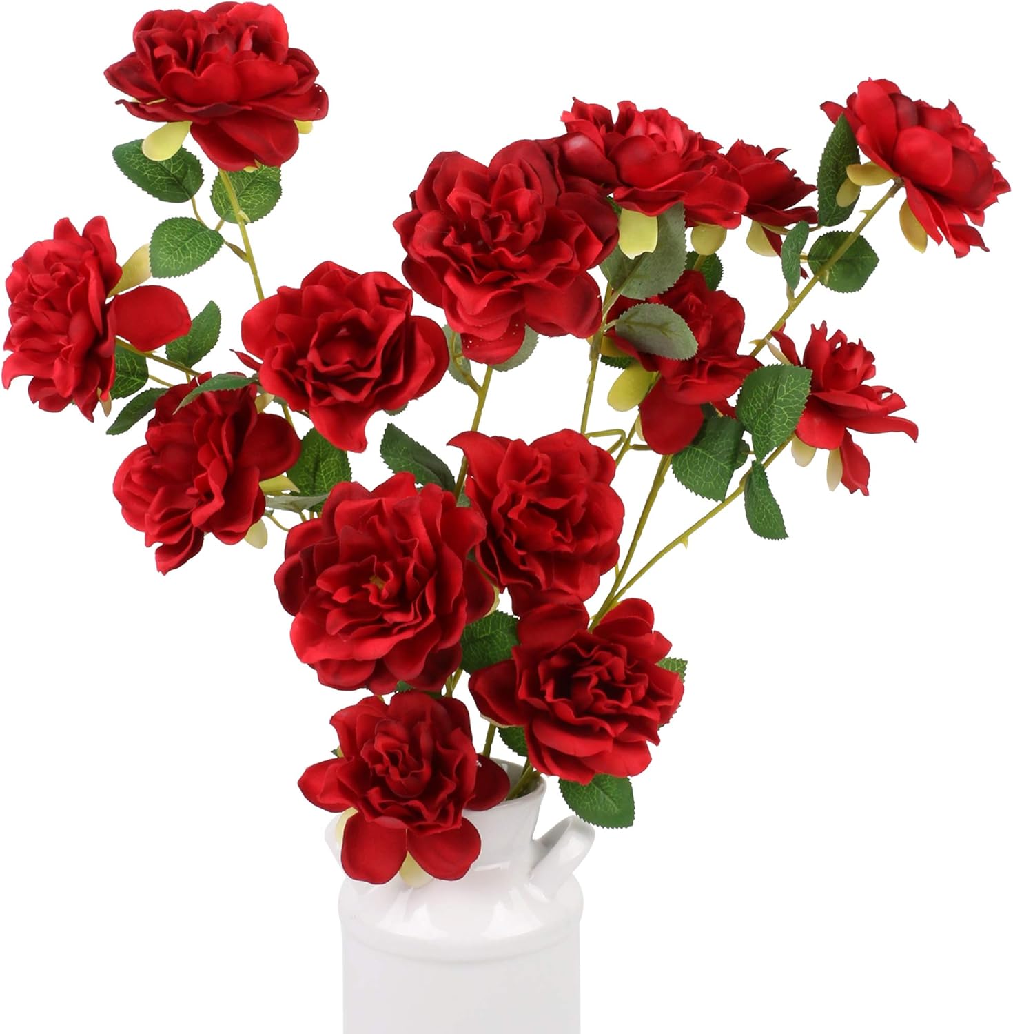 Famibay 5pcs Artificial Dahlia Flower Bunches 15 Heads Red Silk Flower