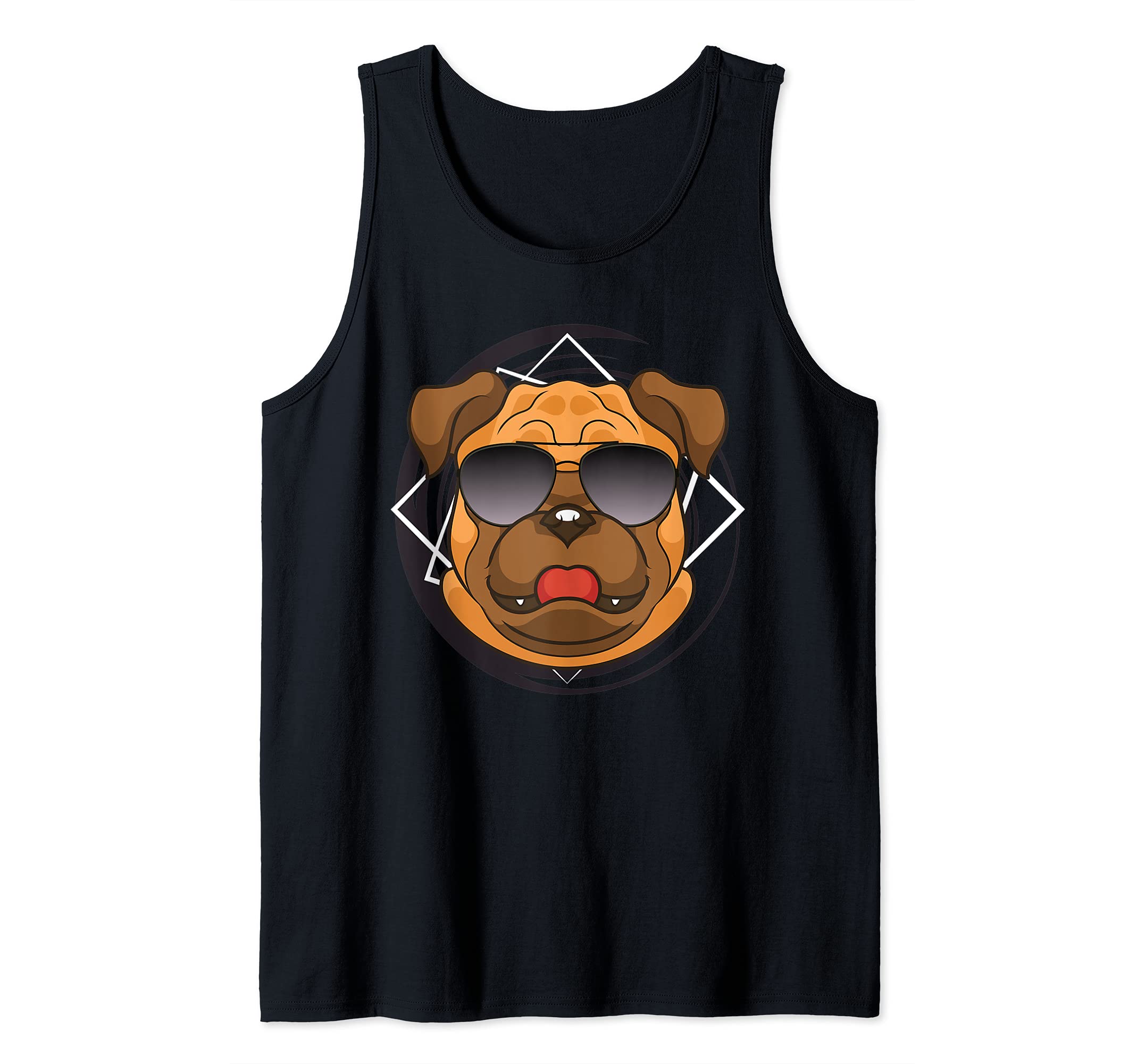 Funny Pug Head Sunglasses Pet Owner Dog Animal Cute Pug Tank Top