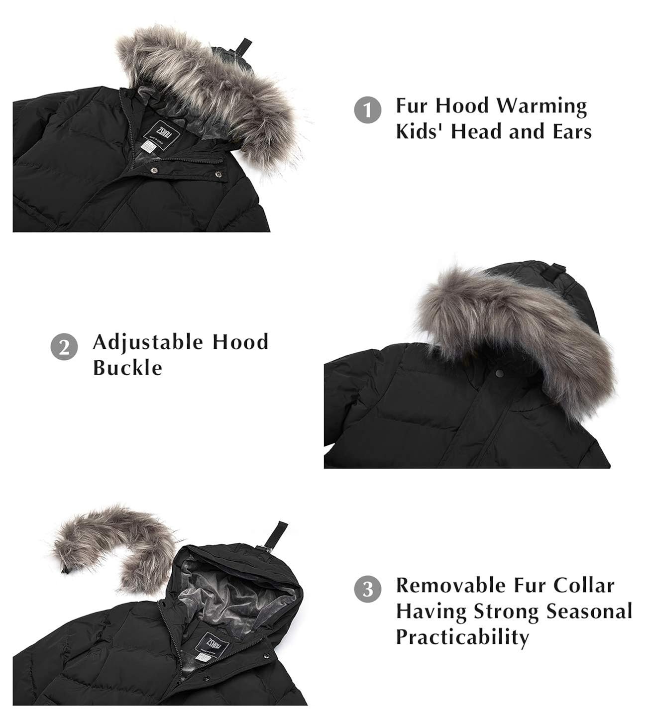 boys puffer jacket with fur hood