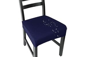 NORTHERN BROTHERS Dining Chair Seat Covers Set of 6, Waterproof Seat Covers for Dining Room, Stretch Washable Chair Slipcover Protector, Dark Blue