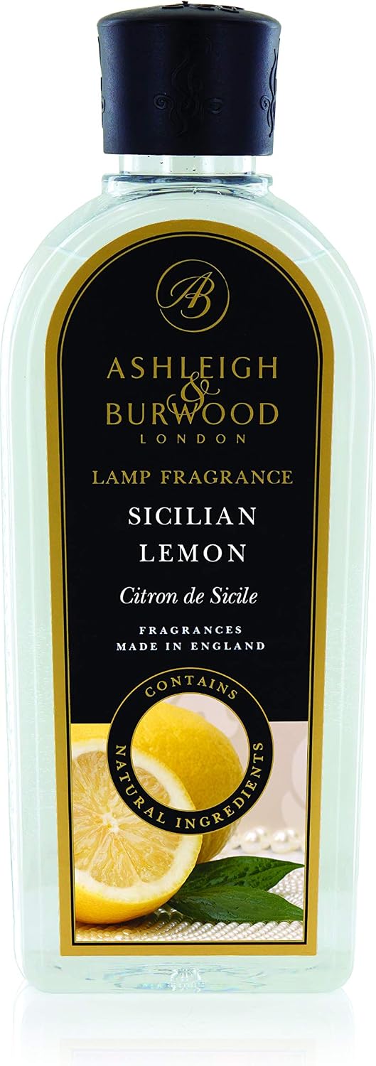 Ashleigh & Burwood, Sicilian Lemon Lamp Fragrance 500 mL, UK-Made, Actively Purifies Air, Promotes Wellbeing, Fruity Scent