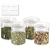 ZENS 10oz Glass Jars with Airtight Lid, 4 Pack Glass Kitchen Canisters Set for Spice, Loose Tea, Small Clear Glass Storage Ja