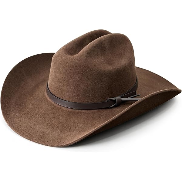 Wide Brim Felt Cowboy Hat, Black, 12-Inch Crown, 2-Inch Brim  display picture 2