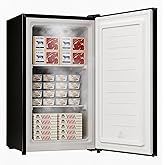 Antarctic Star Upright Freezer 3.0 Cu.ft, Compact Mini Freezer with Reversible Single Door, Temperature Control, Removable Shelves, Small freezer Stainless Steel for Dorms Home Office, Black on Fridge.com