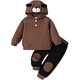ODIMAME Toddler Baby Boy Fall Winter Clothes Long Sleeve Hooded Cute Dog Sweatshirt Tops Pocket Sweatpants Cute Infant Outfit