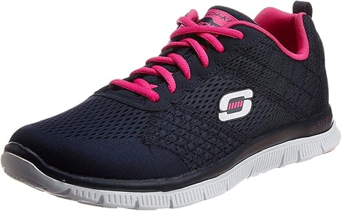 skechers navy and pink trainers