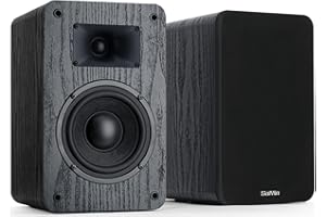 Saiyin Passive Bookshelf Speakers 80W Peak Power, 5" Woofer & 20mm Silk Dome Tweeter Stereo Speakers, Enhanced Vocal Clarity, 4 Ω, Passive Speakers for Home Audio, Receiver or Amplifier Required