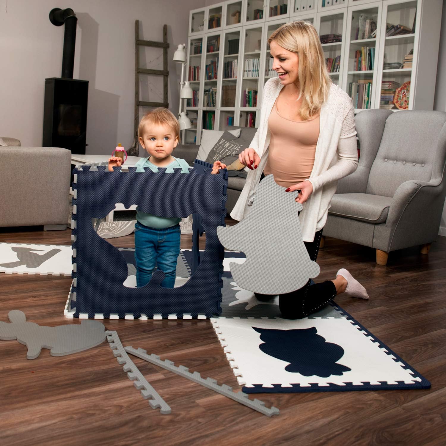 Hakuna Matte Large Baby Play Mat 6ft x 6 ft – 9 Interlocking Floor Tiles with Edges – 20% Thicker Foam Play Mat for Crawling, Playing & Yoga – Playmat is CPC Certified, Odourless, Non-Toxic: Toys & Games
