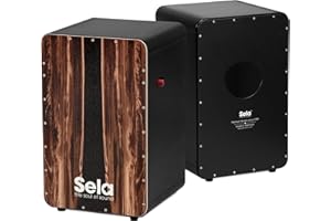 sela SE 107 CaSela Black Pro Dark Nut Professional Cajon with Snare On/Off Mechanism, Standard (SE107)