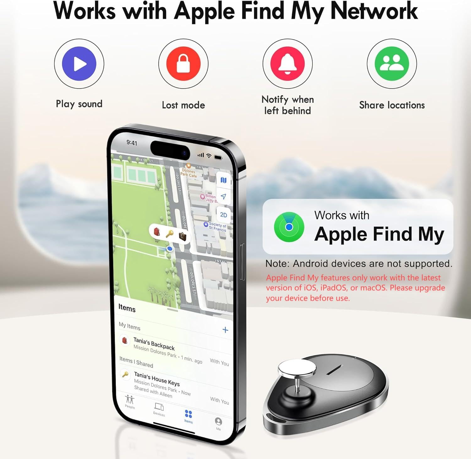 Utag GPS Tracker for Kids Hidden 2 Pack, Bluetooth Tracker Works with Apple Find My (iOS only), Waterproof, Lost Mode, No Monthly Fee, Suitable for Children, Elderly, Pets, Backpack(Black)