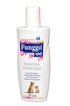 Funggo Pet Care Flea & Tick, Anti-Dandruff Anti- Fungal Care For Dog & Cats Dog Shampoo - 200Ml