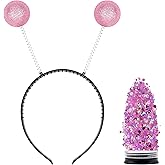 Funcredible Pink Alien Antenna Headband and Glitter – Martian Costume Accessories for Cosplay, Festivals and Theme Parties