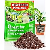 TOYPOPOR Potting Soil for All Indoor Houseplants, Contains Perlite, Peat Moss, Coco Coir and Rice Charcoal, Well Draining Potting Mix Light, Aerated Texture for Healthy Plant Roots and Fast Growth 1qt