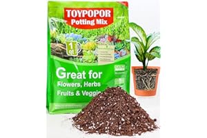 TOYPOPOR Potting Soil for All Indoor Houseplants, Contains Perlite, Peat Moss, Coco Coir and Rice Charcoal, Well Draining Potting Mix Light, Aerated Texture for Healthy Plant Roots and Fast Growth 1qt
