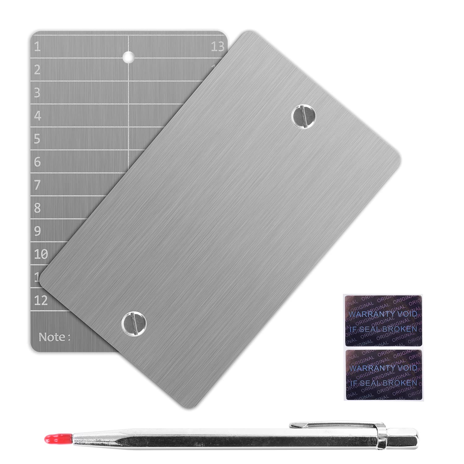 ArlinaL Crypto Seed Storage,Bitcoin Wallet,Cold Wallet Backup- BIP39 12 or 24 Words Recovery Phrase Backup Cryptocurrency Wallet with Engraving Pen(Double) (Silver White)