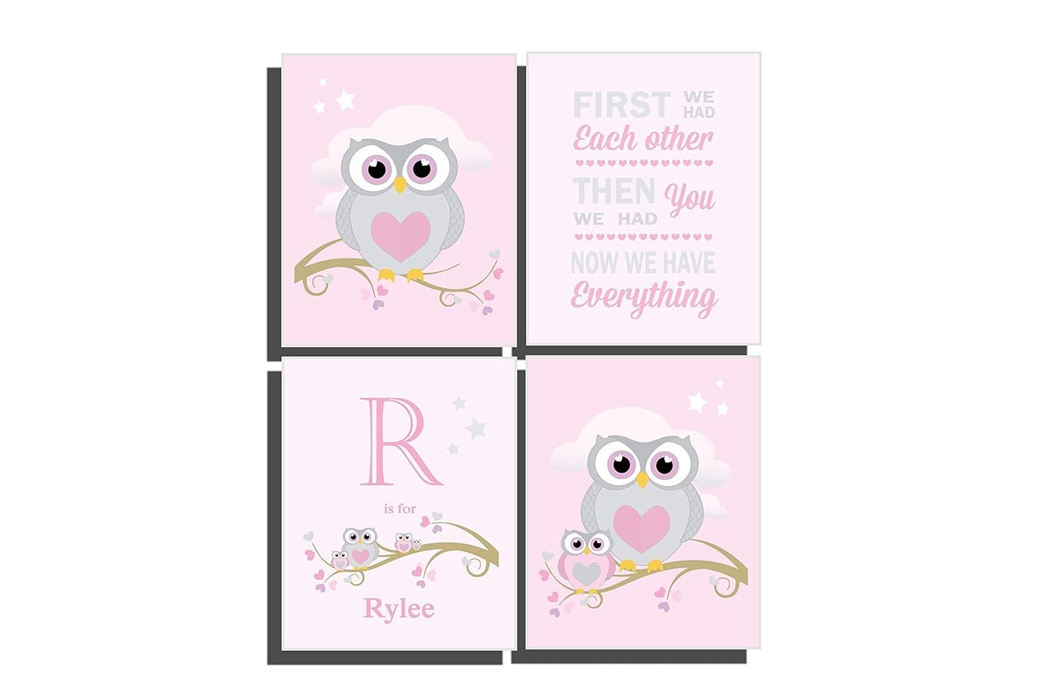 Amazon Com Owl Nursery Wall Art Girls Pink Bedroom Decor