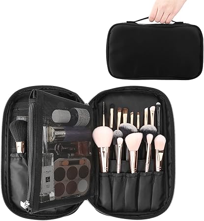 Amazon メイクブラシケース Luxspire 高品質ォックスフォ一ド製 防塵 衝撃吸収 收納抜群 ファスナー式 通勤 出張 旅行用 17本メイクブラシ収納可能 コスメ収納袋 小物入れ メイクバッグ 化粧ポーチ メイクブラシケース Black Luxspire メイクアップ ブラシ 通販