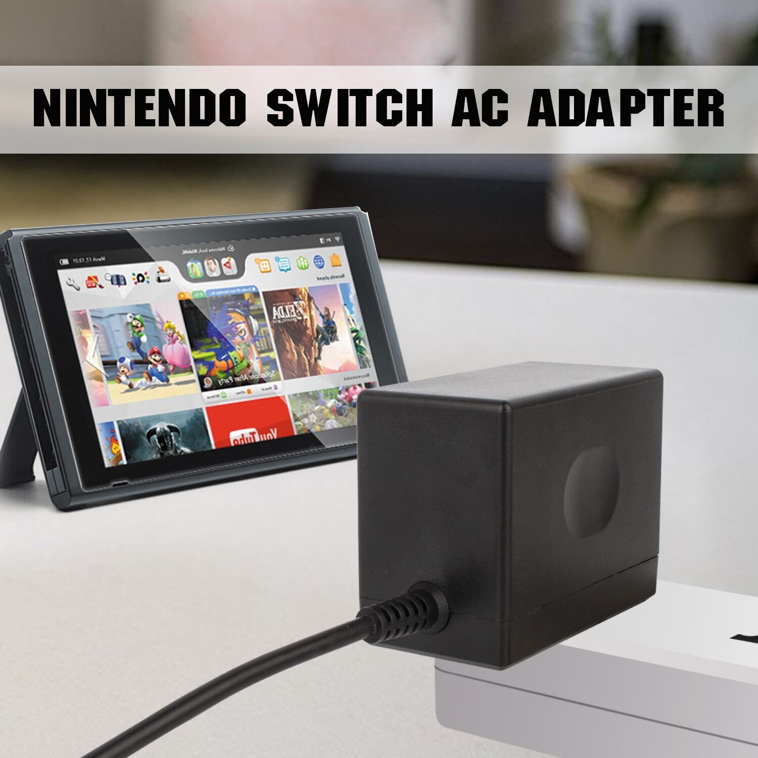 AC Adapter for Nintendo Switch DC15V/2.6A Switch Power Adapter with 5FT Cord Switch Fast Travel Charger with Type C Nintendo Switch Wall Charger for Nintendo Switch Support TV Mode and Dock Station
