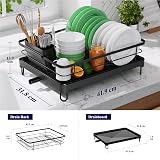Kitsure Space-Saving Dish Drying Rack Stainless Steel X-Large Black view 2