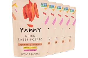 Yammy Dried Sweet Potato Sticks (5-Pack) - 1 Ingredient Superfood - Healthy Asian Snack for Adults & Kids (Japanese, Korean, Chinese Food) - Vegan, Gluten-Free, 3g Protein, 4g Fiber, 2.5oz