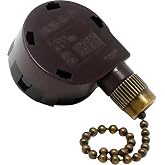 ZE-268S5 ZH 4 Speed 5 Wire Pull Chain Ceiling Fan Switch Replacement Repair Kit 4 Way 5 Position Rotary Motor Controller 6A 125VAC 3A 250VAC for Fans and Appliances - Bronze Finish