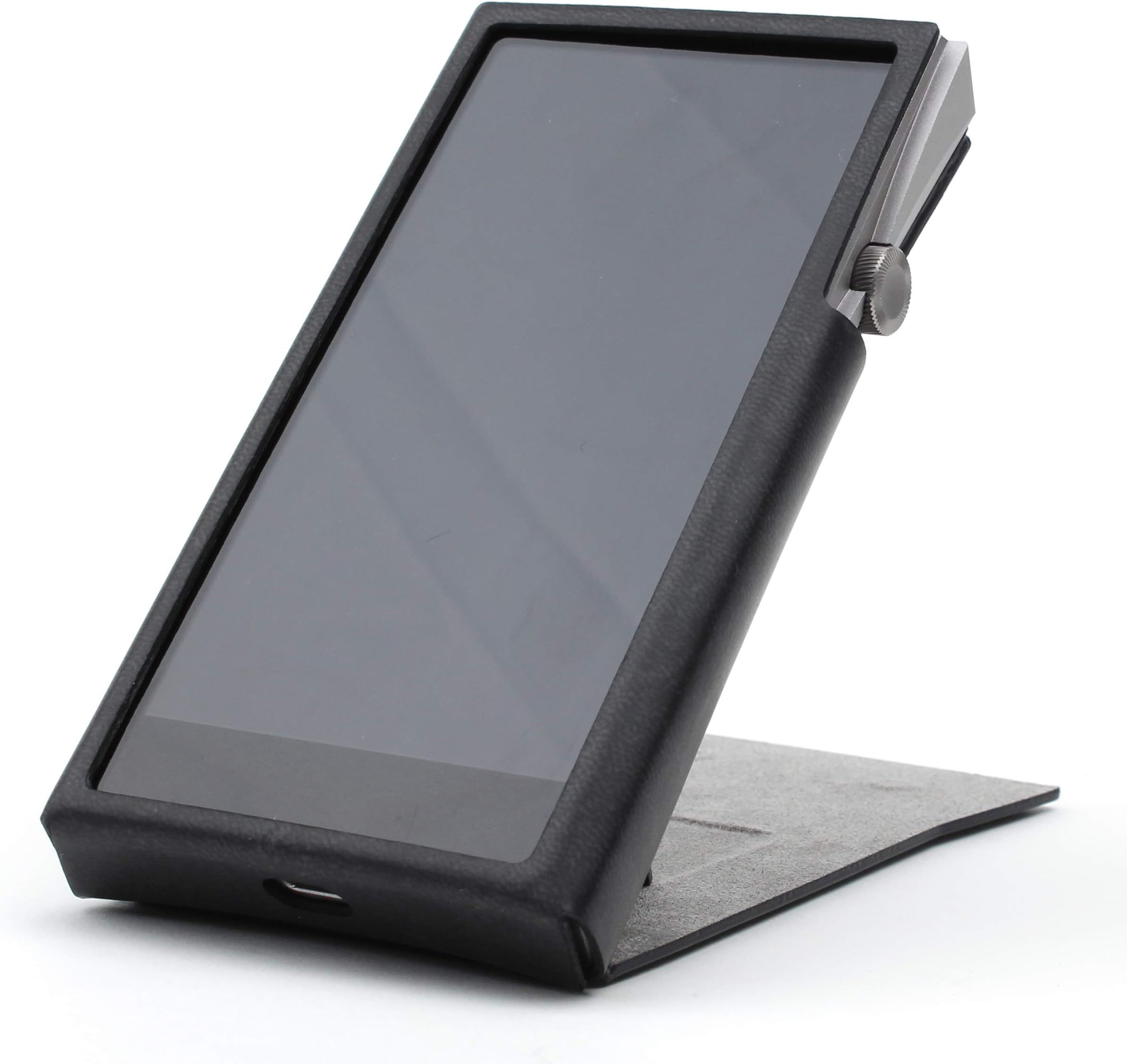 for Astell&Kern A&Futura SE100, Hand Crafted Miter PU Leather Case Cover [Patented Stand Case] SE100 Case (Light Black)