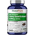 NusaPure Celery Seed Capsules 10:1 Extract, 375 mg Equivalent to 3750mg, 240 Veggie Caps, Non-GMO, Vegan