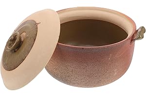 Healifty 5l Terracotta Clay Pot with Handles for Stews and Soups, Traditional Earthenware Casserole for Home