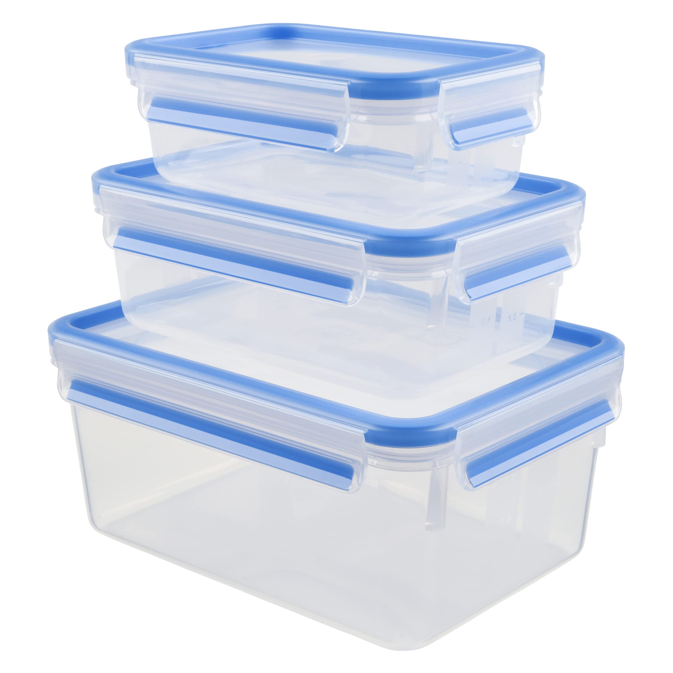 Tefal K3028912 MasterSeal Fresh Box, Plastic Food Storage Container, Keeps Food Fresher for Longer and 100 Percent Leakproof, 3 Piece Set
