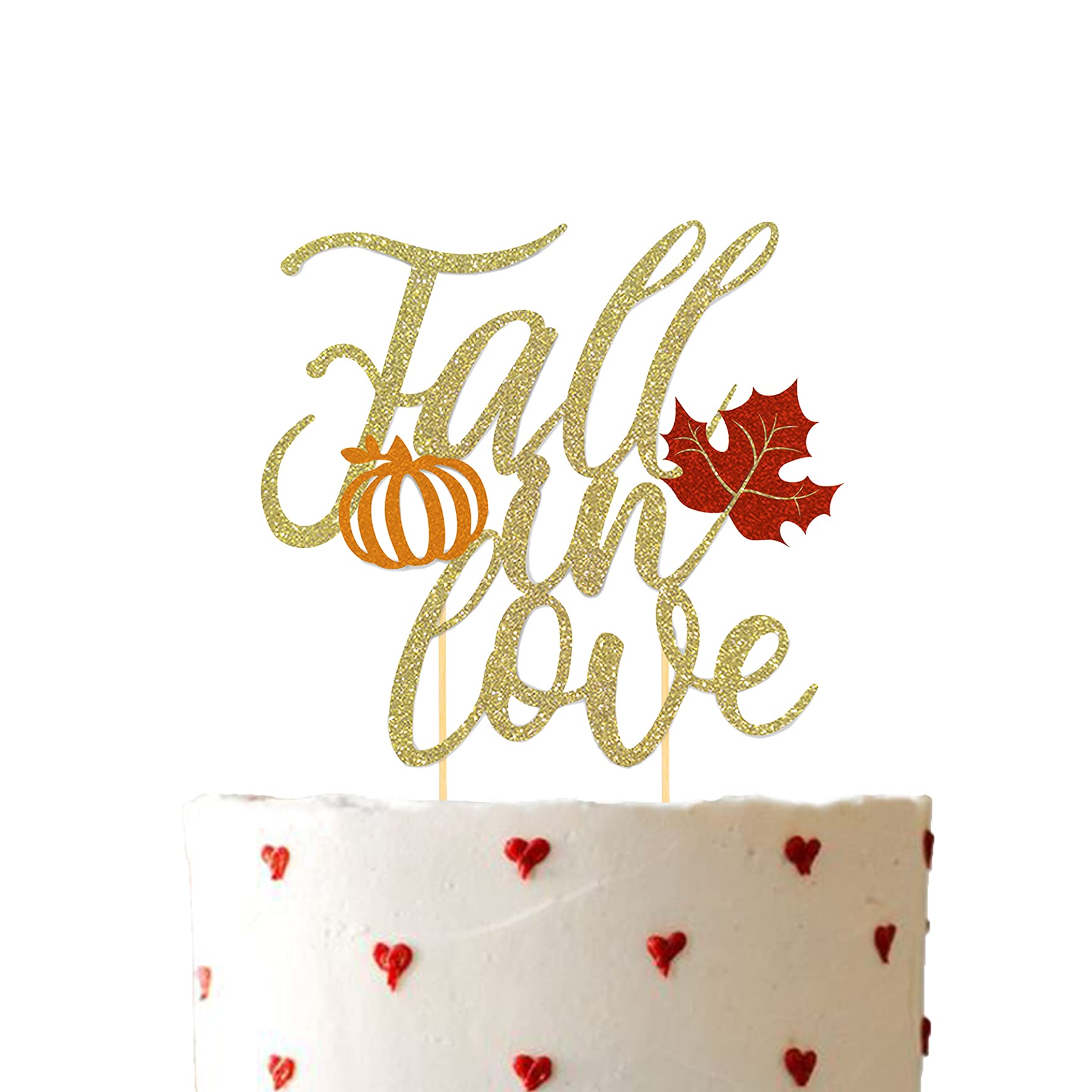 Photo 1 of Fall in Love Cake Topper, Fall Themed Party Supplies, Engagement Cake Decorations, Wedding Anniversary, Bridal Shower Party Decorations