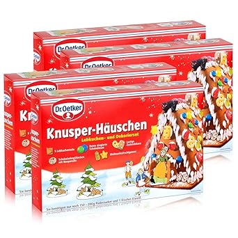 Dr.Oetker-Knusper-Häuschen Lebkuchenhaus Advent Weihnachten 403g (4er Pack)