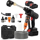 Cordless Pressure Washer Battery Powered,900PSI Portable Pressure Washer with Charger & 6-in-1 Nozzle & 2 Nozzle,Handheld Car Washer for Home, Car, Yard