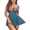 Avidlove Women Lingerie Lace Babydoll Sexy Chemise Nightwear Teddy V Neck Sleepwear Boudoir Outfits