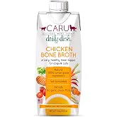 Caru Daily Dish Chicken Bone Broth, Topper &ndash; Dogs &amp; Cats &ndash; 17.6 oz, 1 Pack | For Dogs &amp; Cats - Supports Overall Health - Broth for Wet/Dry Food - Human Grade Ingredients - Non-GMO - Made in USA