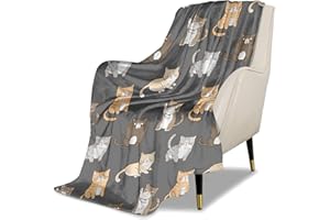 UGTEWXU Kids Cute Cats Puss Cartoon Throw Blanket for Boys and Girls 50"X40" Blanket with Cats on It Suitable for All Season