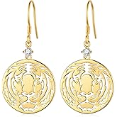 Tiger Earrings 925 Sterling Silver 14k Gold Plated Hollow Carved Bengal Tiger Earring Wild Animal Jewelry Tiger Gifts for Women