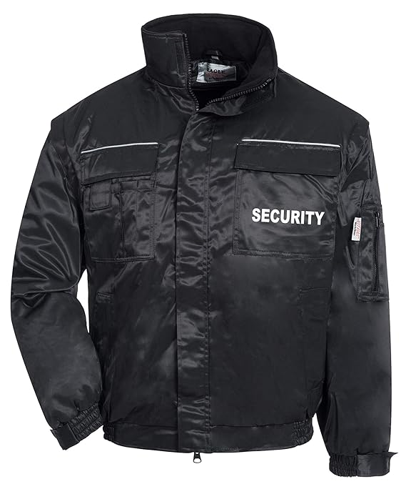 4-in-1-Dienstjacke'EAGLE', schwarz, Gr. L, mit'SECURITY'-REFLEX-DRUCK, Ärmel abnehmbar, Innenfleece austrennbar