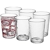 KLIFA- NICE- 14.7 ounce, Set of 6, Acrylic Tumbler Drinking Glasses Set, BPA-Free, Stackable Plastic Drinkware, Dishwasher Safe Cups, Clear