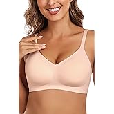 HORISUN Womens Seamless Bra Push Up No Underwire Support Padded Comfy for Women (Nude Small)