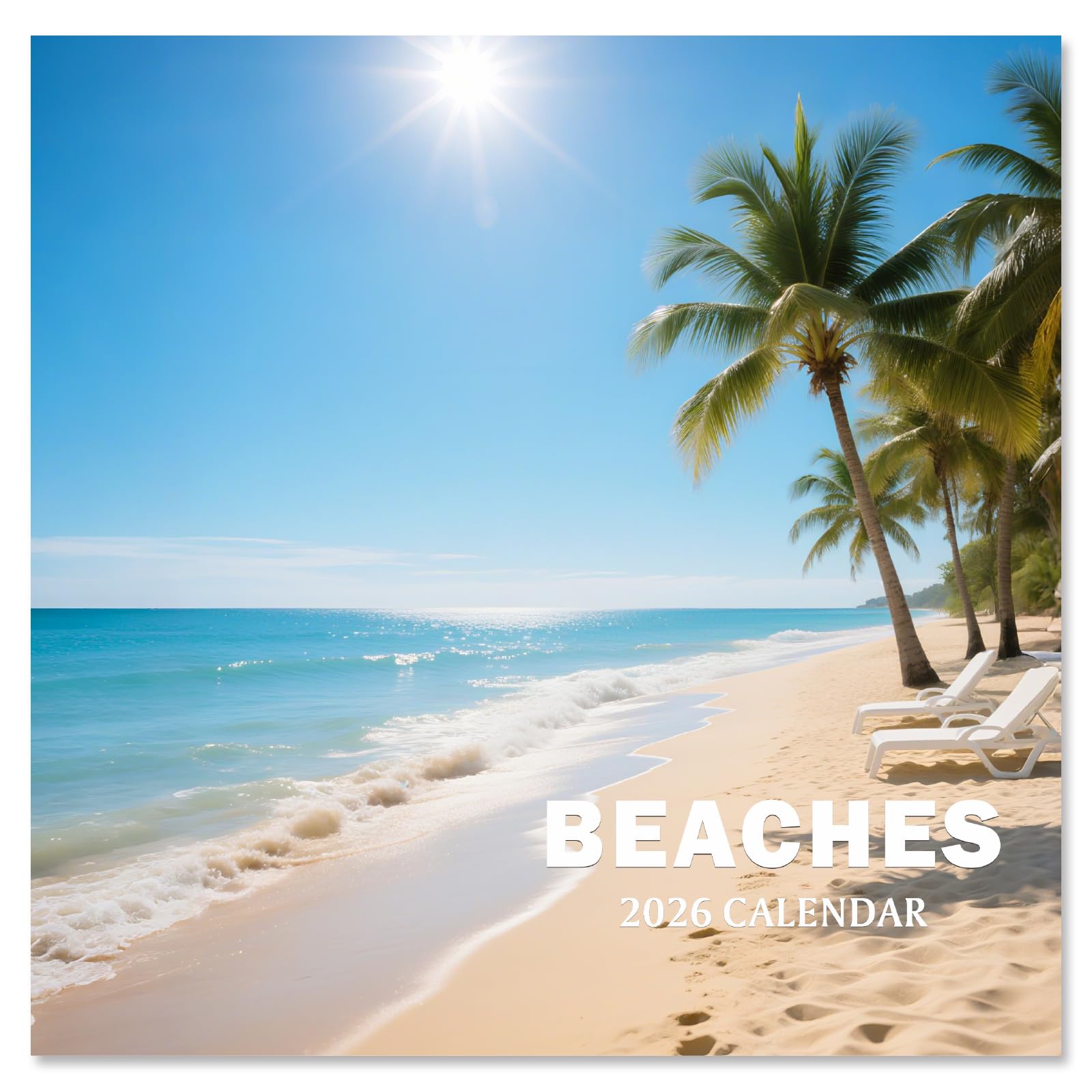Photo 1 of 2026 Calendar, 2026 Wall Calendar, Monthly Calendars 12 Month Beach 12" x 24" Opened, Thick Glossy Paper for Organizing Planning, Ideal for Home Office